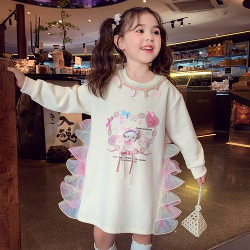 【萌喵kt屋】后背网纱长袖卫衣裙