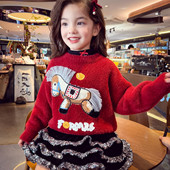新年红色洋气上衣 儿童马年新款 米米哈罗女童毛衣冬装 2026年新款