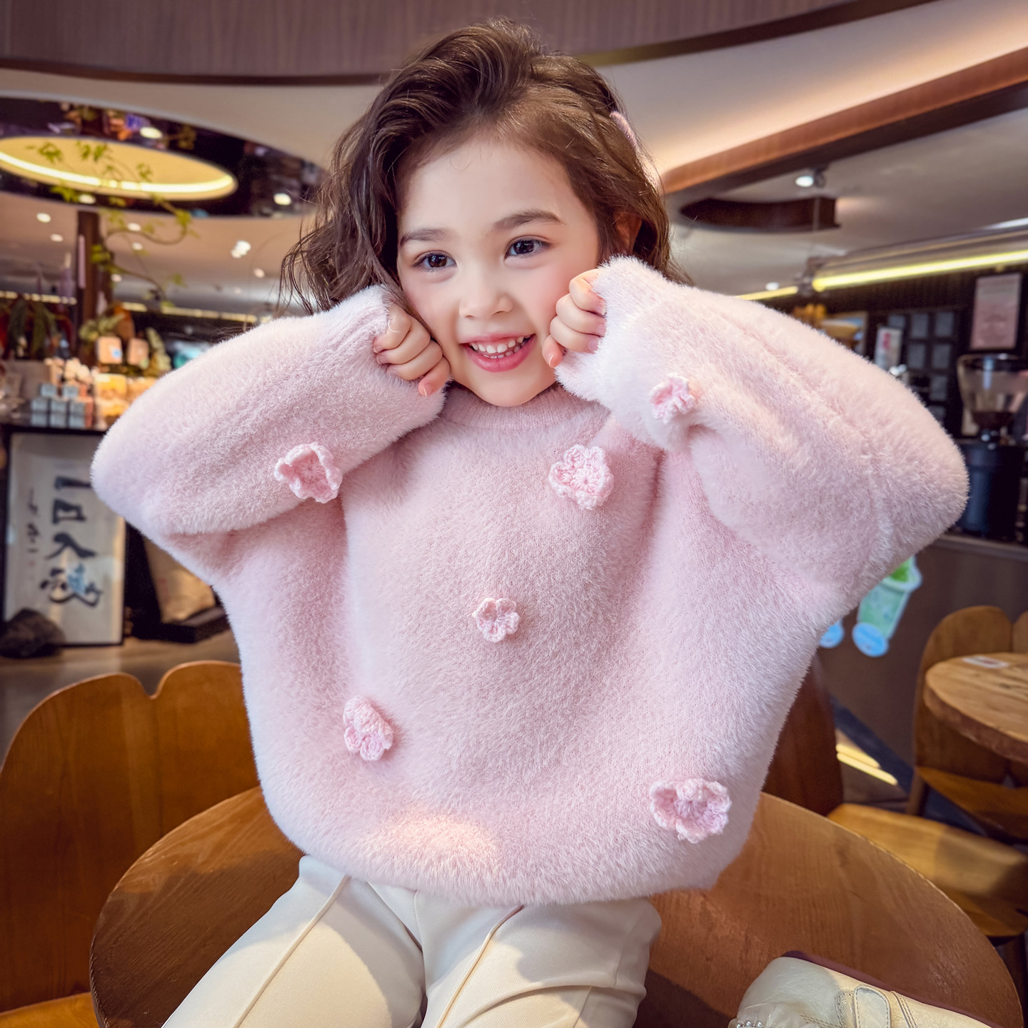 【海盐樱桃卷】仿貂毛上衣