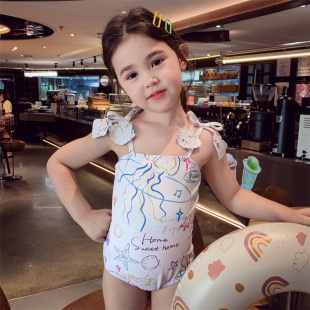 儿童网红连体三角游泳服小女孩温泉度假泳装 女童泳衣夏装 2026新款