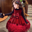 女童公主裙冬装 儿童网纱背心连衣裙小女孩丝绒礼服圣诞裙 2025新款