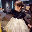 公主裙 洋气儿童网红丝绒礼服裙女孩泡泡袖 女童连衣裙秋装 2025新款