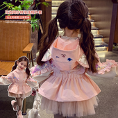 女童外套2026春装 小女孩网红风衣洋气儿童网纱拼接连帽冲锋衣 新款