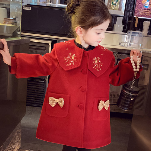 红色新年装/加厚呢子大衣