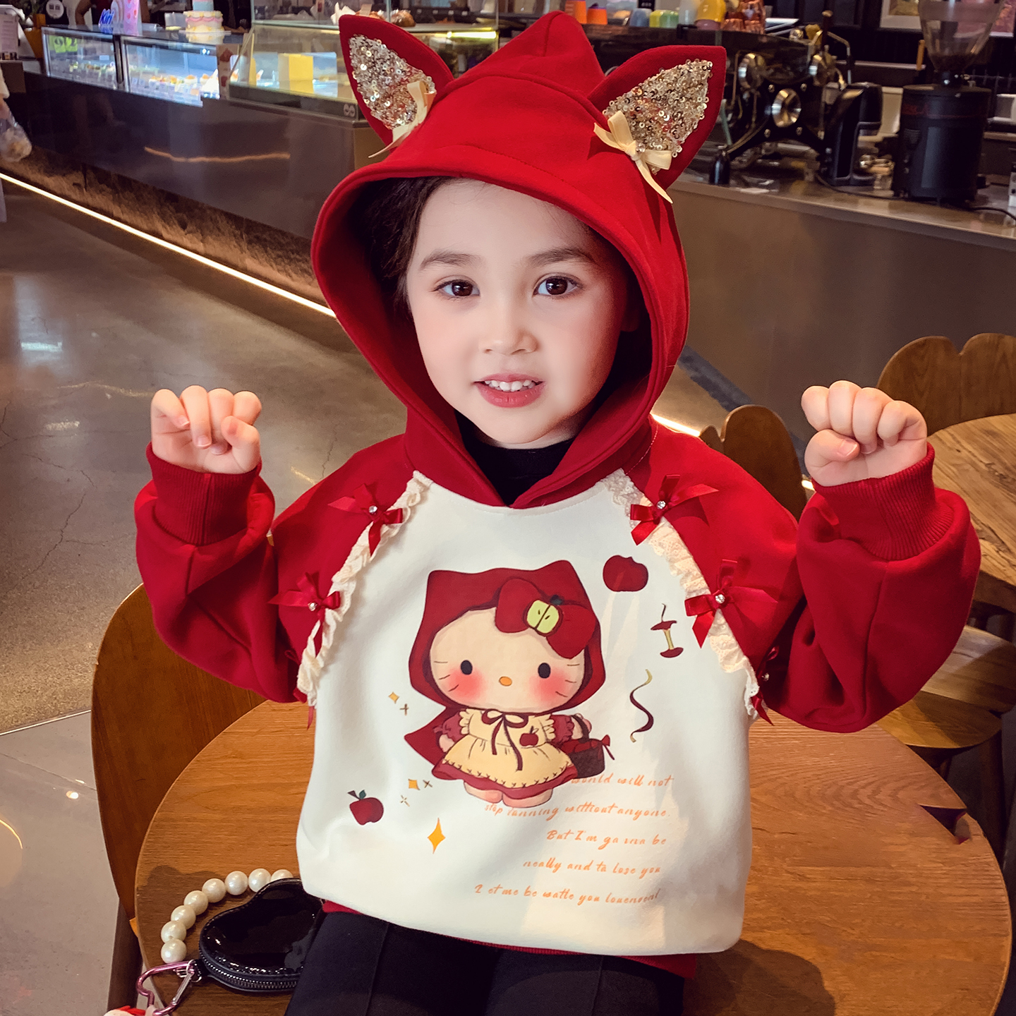 【小红帽kt】韩版卡通女孩卫衣