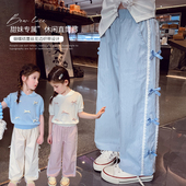 子夏装 小女孩直筒裤 2026新款 宽松阔腿休闲长裤 洋气儿童韩版 女童裤