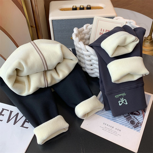 米米哈罗女童鲨鱼裤冬装2025新款儿童加厚保暖长裤女孩加绒打底裤