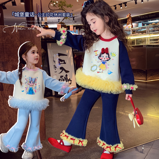 米米哈罗女童套装秋冬2025新款洋气儿童卫衣卫裤小女孩加绒两件套