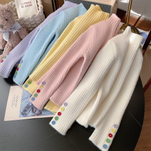 儿童内搭打底小女孩纯色高领毛衣 2025新款 米米哈罗女童针织衫 冬装