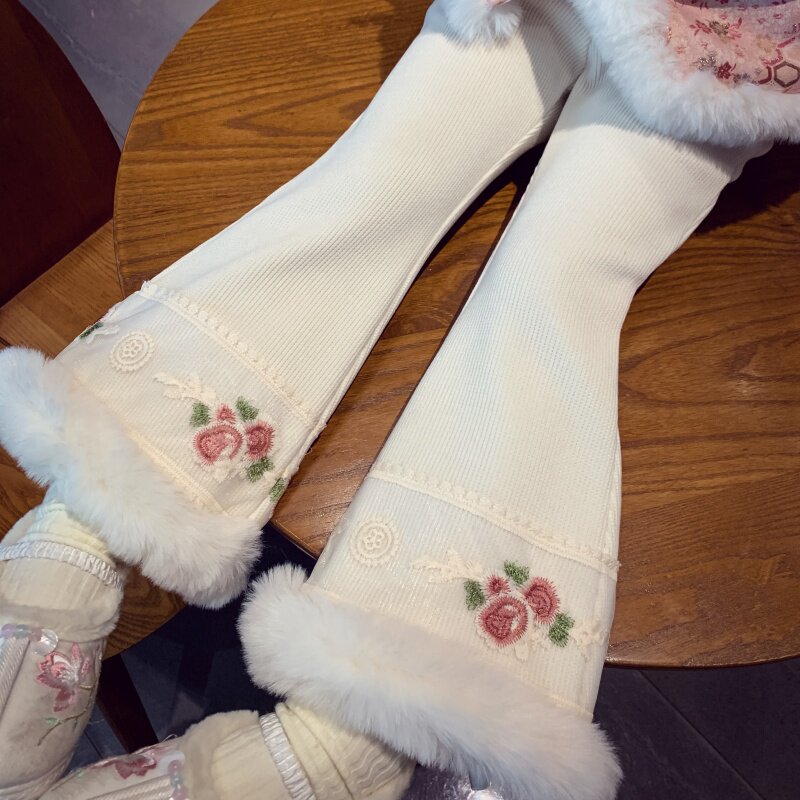 【国风】加绒雪尼尔喇叭裤