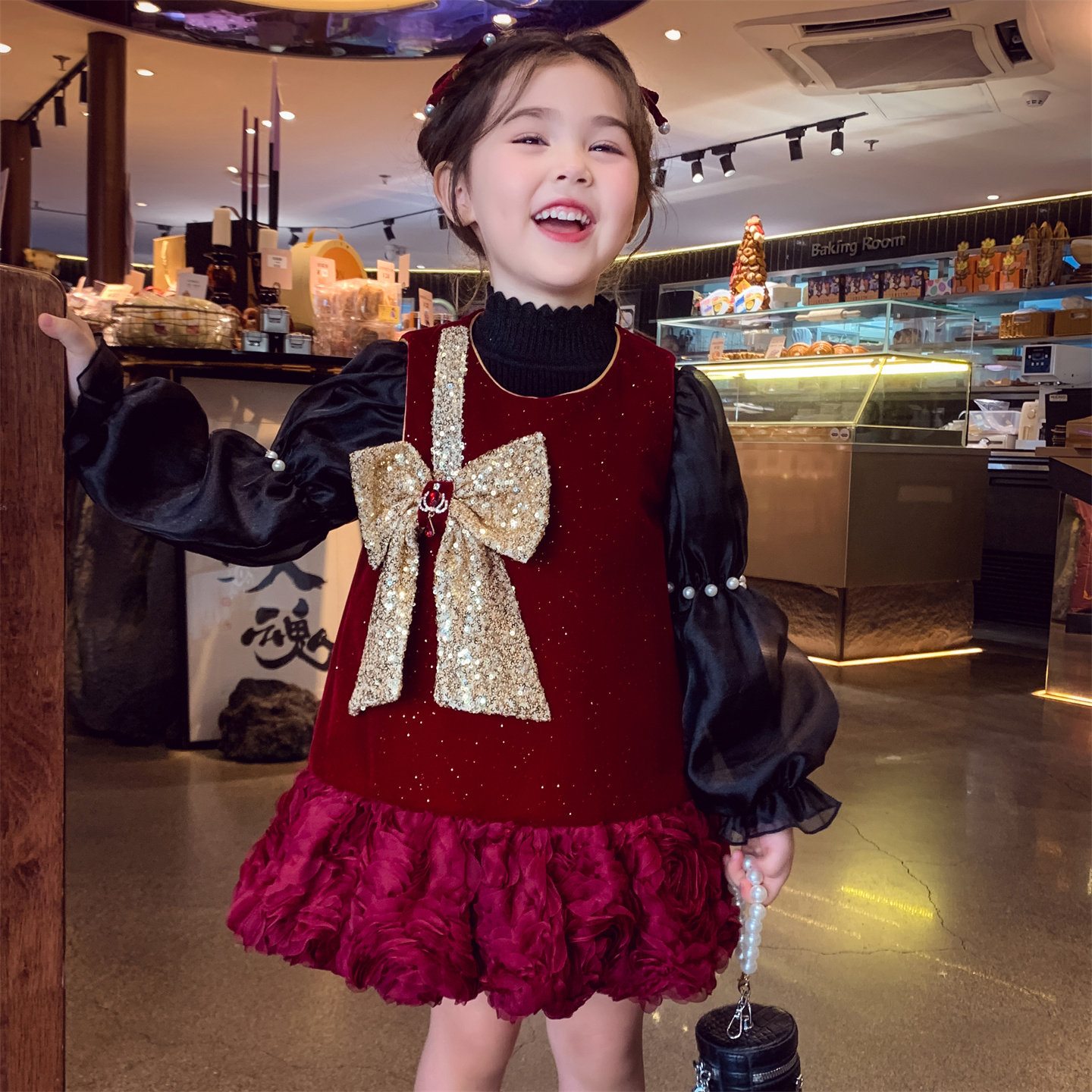 【赫兹舞会】红色新年丝绒裙