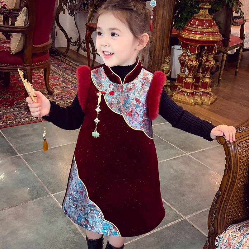 女童中国风旗袍裙冬装新款洋气儿童夹棉无袖连衣裙女孩拜年服,童装/婴儿装/亲子装,旗袍,淘宝优惠券,粉丝福利购,淘宝优惠卷
