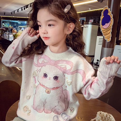 冬款卡通钉珠针织毛衣