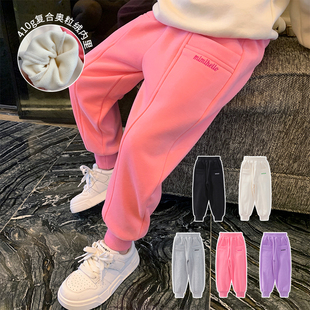 子冬装 小女孩运动裤 2025新款 一体绒休闲裤 洋气儿童韩版 女童加绒裤