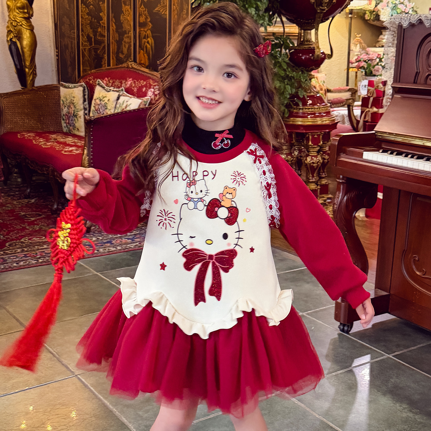 米米哈罗女童一体绒卫衣裙冬装2025新款儿童网纱连衣裙女孩公主裙,童装/婴儿装/亲子装,连衣裙,淘宝优惠券,粉丝福利购,淘宝优惠卷
