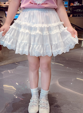 女童半身裙夏装2026新款超洋气儿童白色高腰a字短裙小女孩蛋糕裙