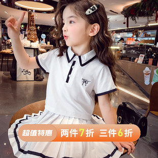 女孩短裙两件套 儿童韩系休闲卫衣套装 女童学院风套裙夏装 2025新款