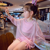 女童泳衣分体三件套夏装 防晒平角泳装 2026新款 中大童海边度假长袖