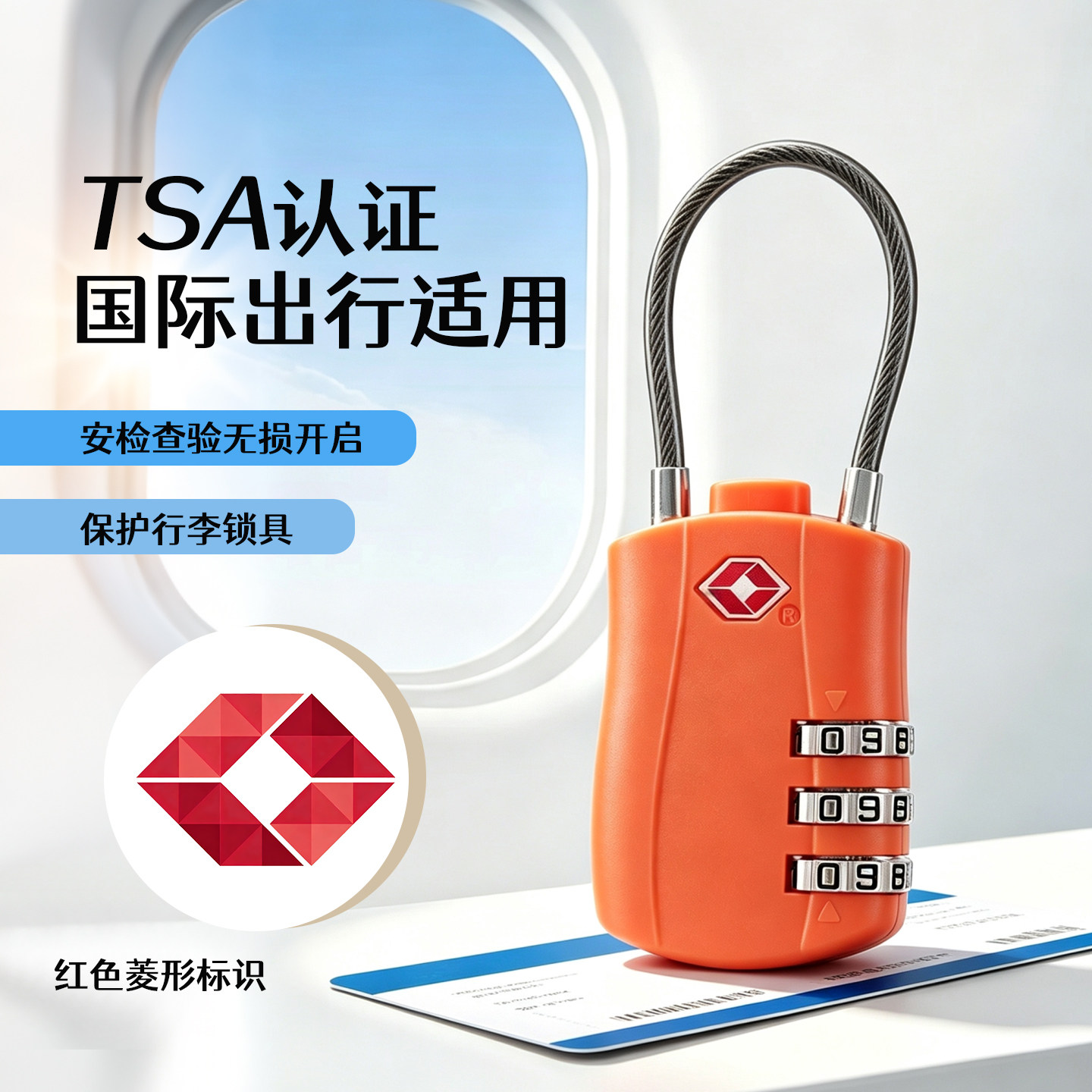 tsa海关锁拉箱高铁欧美洲航空出国旅行游背包防盗钢丝绳密码挂锁