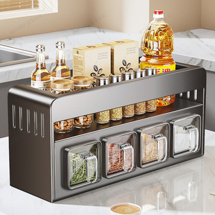 厨房调味瓶置物架家用免打孔墙上壁挂式 调料架油盐酱醋整理收纳架