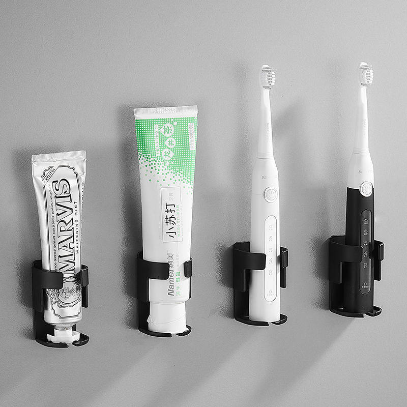 黑色电动牙刷置物架免打孔卫生间壁挂牙刷架挂墙式牙膏架挂架家用