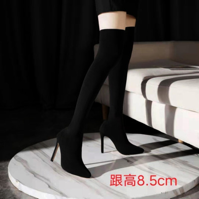 尖头高跟长筒弹力靴2025秋冬新款