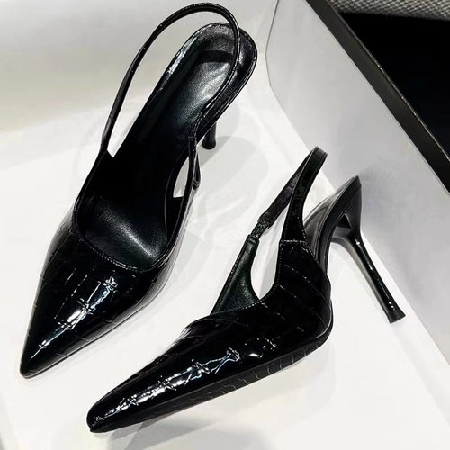 法式鳄鱼纹性感细跟单鞋2024新款