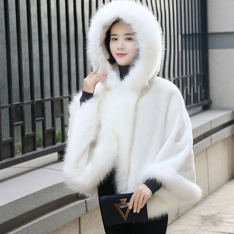 冬仿水貂绒狐狸毛仿皮草披肩斗篷女款新款外套大礼服披肩婚纱披肩