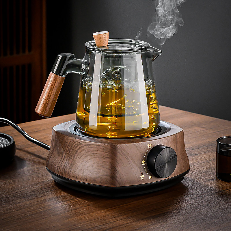 烟灰色煮茶壶耐热玻璃煮茶器黑晶炉小型加厚蒸茶壶泡茶喝茶茶具