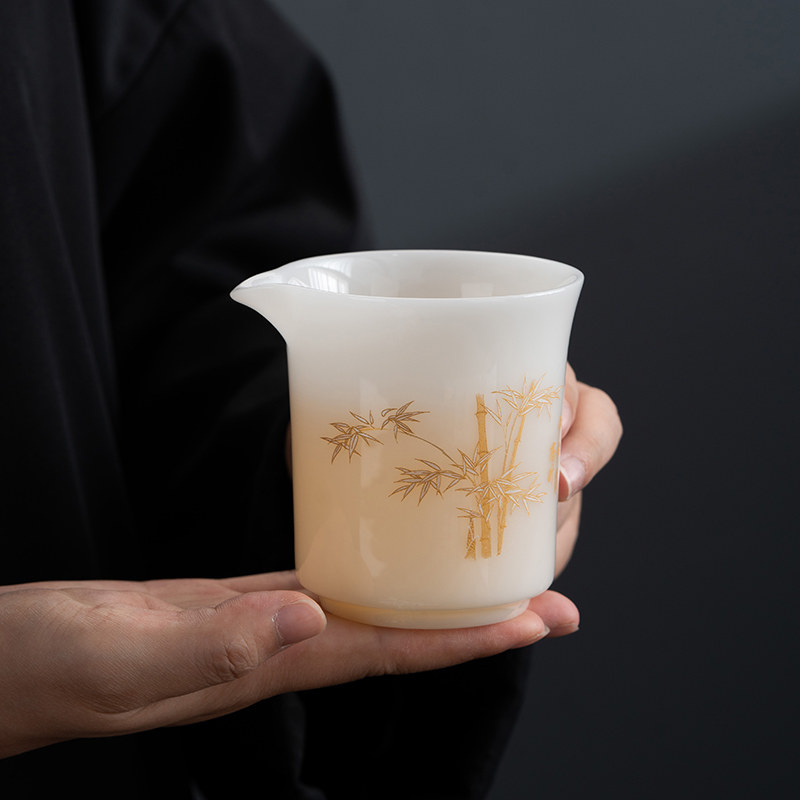 白瓷茶海茶杯单个高档匀茶杯防烫