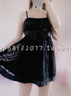 tralala中古裙甜酷小恶魔蝴蝶结收腰高腰波点吊带y2k亚比连衣裙