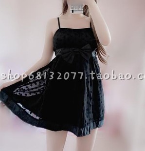 tralala中古裙甜酷小恶魔蝴蝶结收腰高腰波点吊带y2k亚比连衣裙