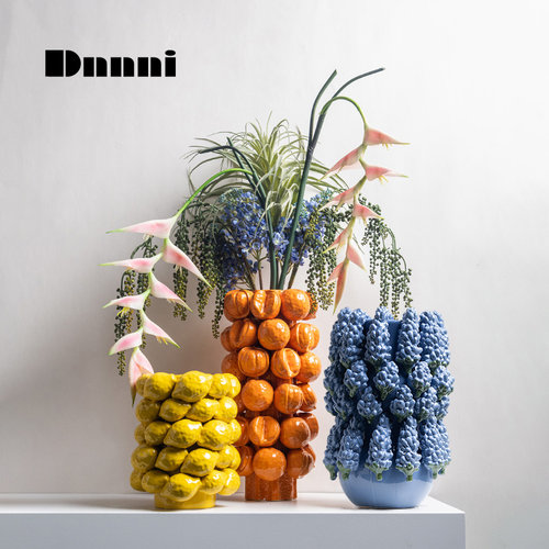 Dnnni水果花瓶陶瓷现代创意家居装饰客厅卧室餐桌样板房插花装饰