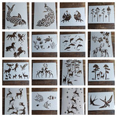 蜡染型糊染模板104 靛蓝草木染可反复使用送教程 大自然动物20种