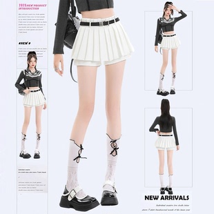 白色百褶裙女半身裙短裙秋季2025新款小个子高腰显瘦jk西装a字裙