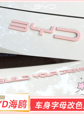 专用比亚迪25款智驾海鸥车标贴黑色车贴前后字母粉彩色车身改装饰