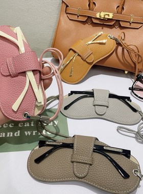 简约墨镜眼镜收纳包便携抗压ins眼镜盒男女式近视眼镜挂绳保护套