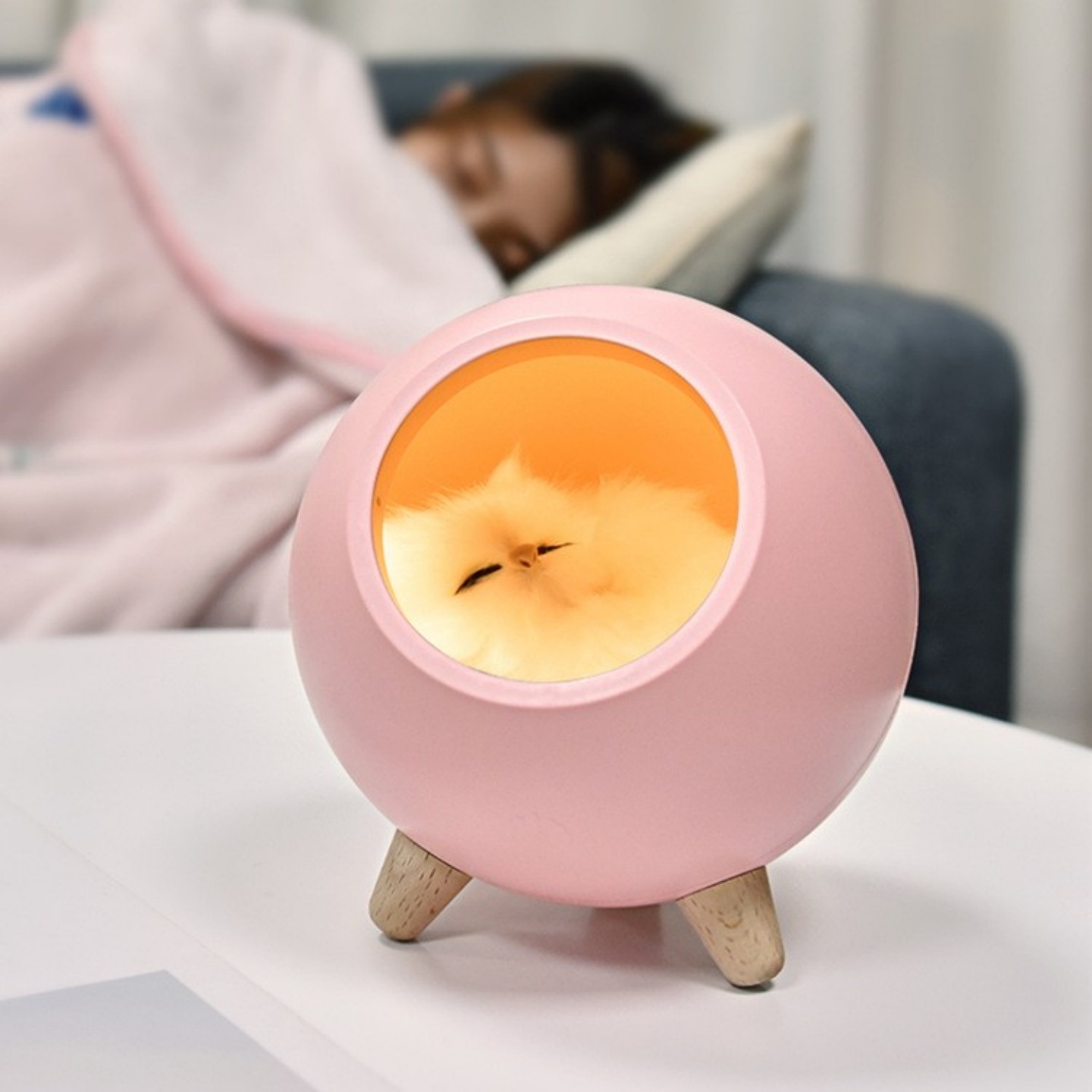 创意可爱猫咪小夜灯卧室床头睡眠台灯氛围灯少女生日礼物蓝牙音箱
