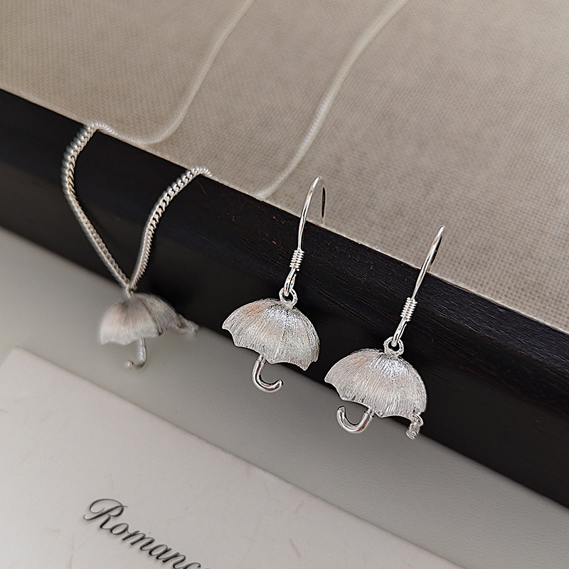 S925银伞雨滴耳环女简约个性时尚