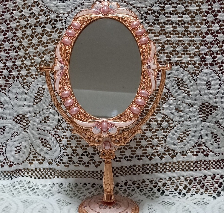 欧式金属旋转高清台镜双面美容化妆镜复古结婚公主镜桌面梳妆镜子