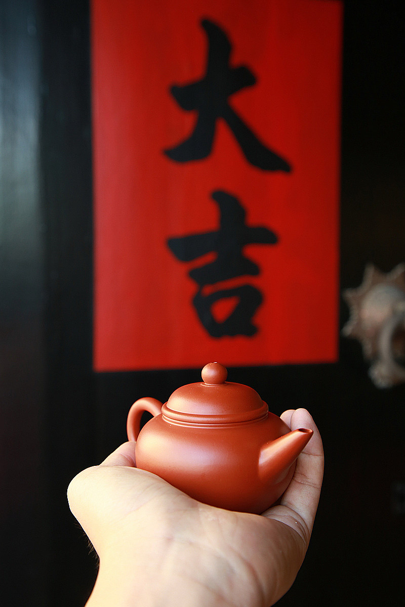 水平壶章尚好老师傅潮州手拉朱泥壶红泥冲罐潮州工夫茶陈韵堂