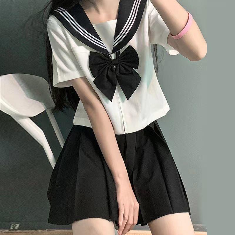 k制服水手服日系软校园风长袖套装海军风学生厂家直供j裙妹短子直