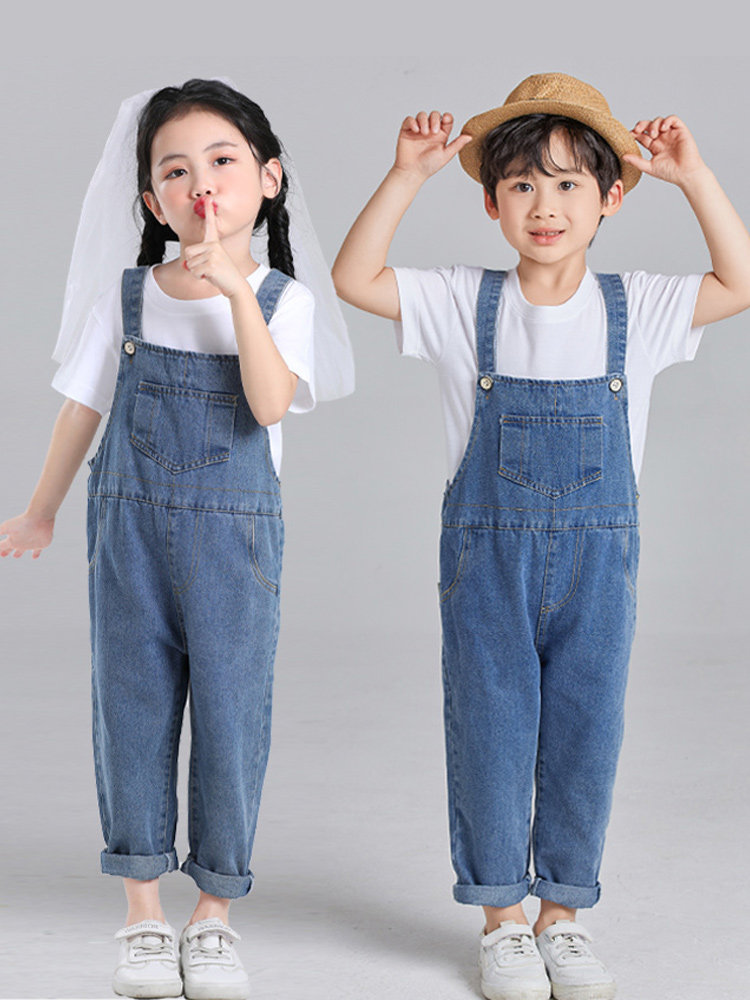 舞蹈服装牛仔背带裤表演服装