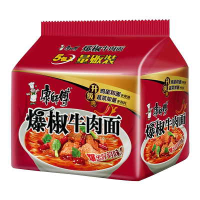 康师傅红油爆椒牛肉面方便面袋装