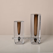 水晶方形直通小口插花器极简家居餐桌电视柜台面水培养花花瓶摆件