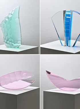 高档奢华现代水晶艺术摆件酒店会所走道前台玄关桌酒柜边几柜装饰