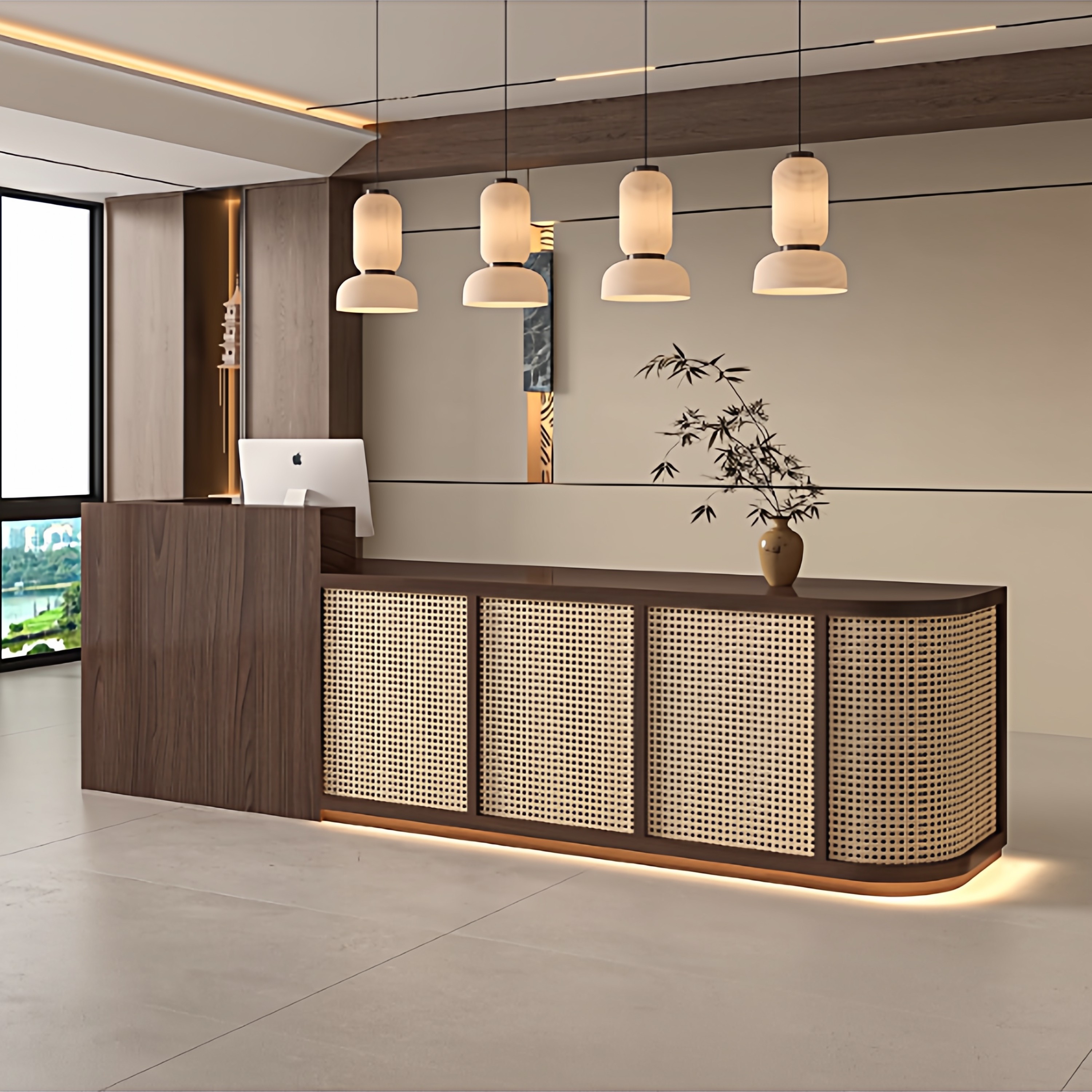 复古餐饮店收银台服装店吧台桌美容院养生馆咨询台民宿前台接待台