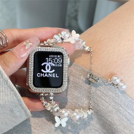 新款珍珠蝴蝶适用iwatch表带S10苹果手表带S9女applewatch表带S8