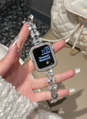 蝴蝶结钻苹果手表带S10女适用iwatch手表带S9简约appplewatch表带