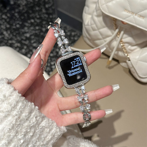 蝴蝶结钻苹果手表带S10女适用iwatch手表带S9简约appplewatch表带
